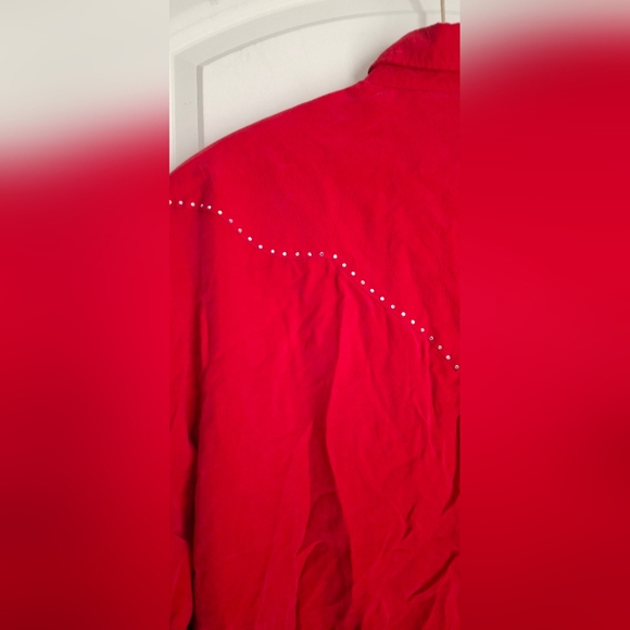 Longhorn by nivel western wear usa vintage red beaded top blouse shirt small - Picture 14 of 16